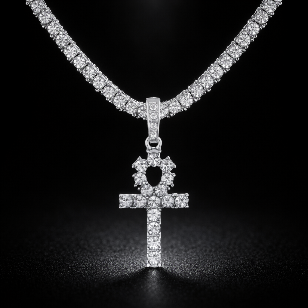 Iced Out Крест с Tennis Chain — Hip Hop Bling