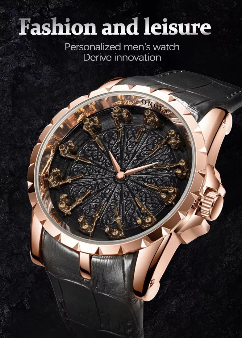 Stylish Men's "12 Knights" Quartz watch, water-resistant.