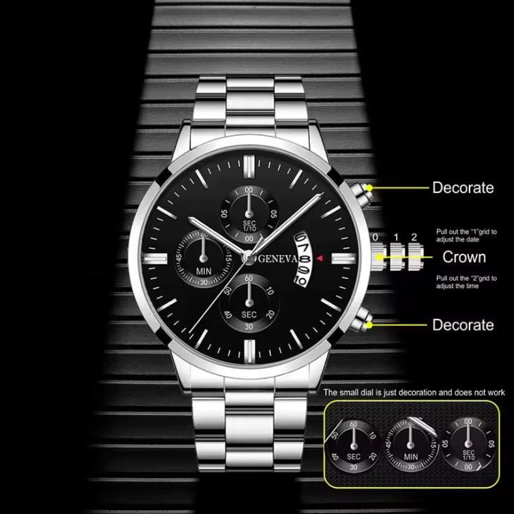 Geneva Quartz Men's Watch with Date