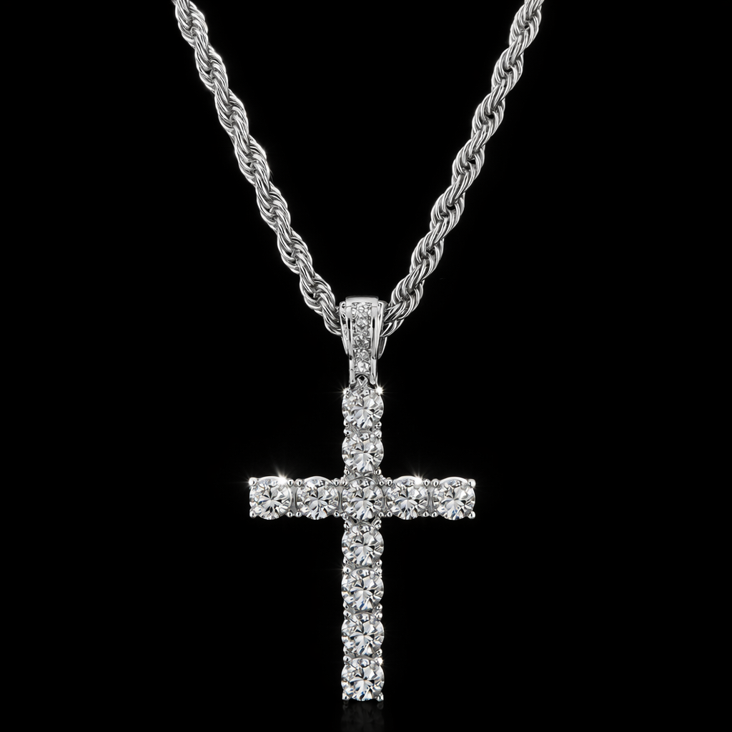 Iced Out Крест с Tennis Chain — Hip Hop Bling