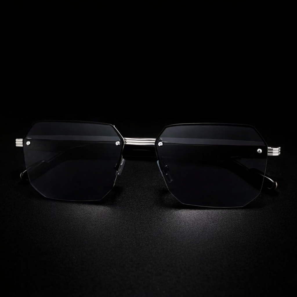 Men’s Vintage Pilot Sunglasses UV400 – Flat Top Semi Rimless Classic Shades